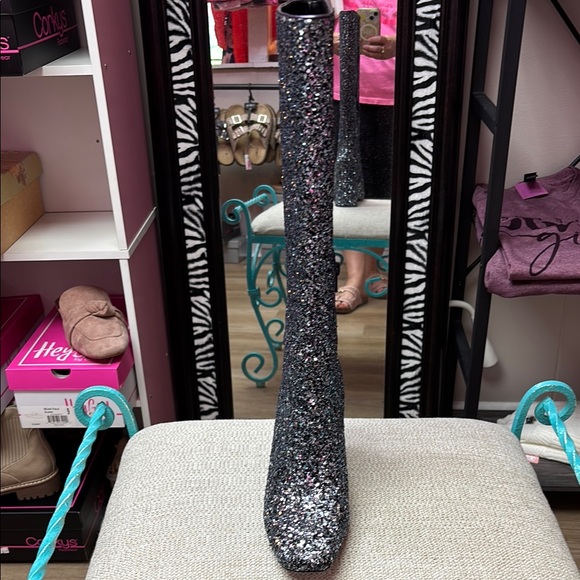 Corkys Silver and Blue Heeled Boots - Picture 4 of 4